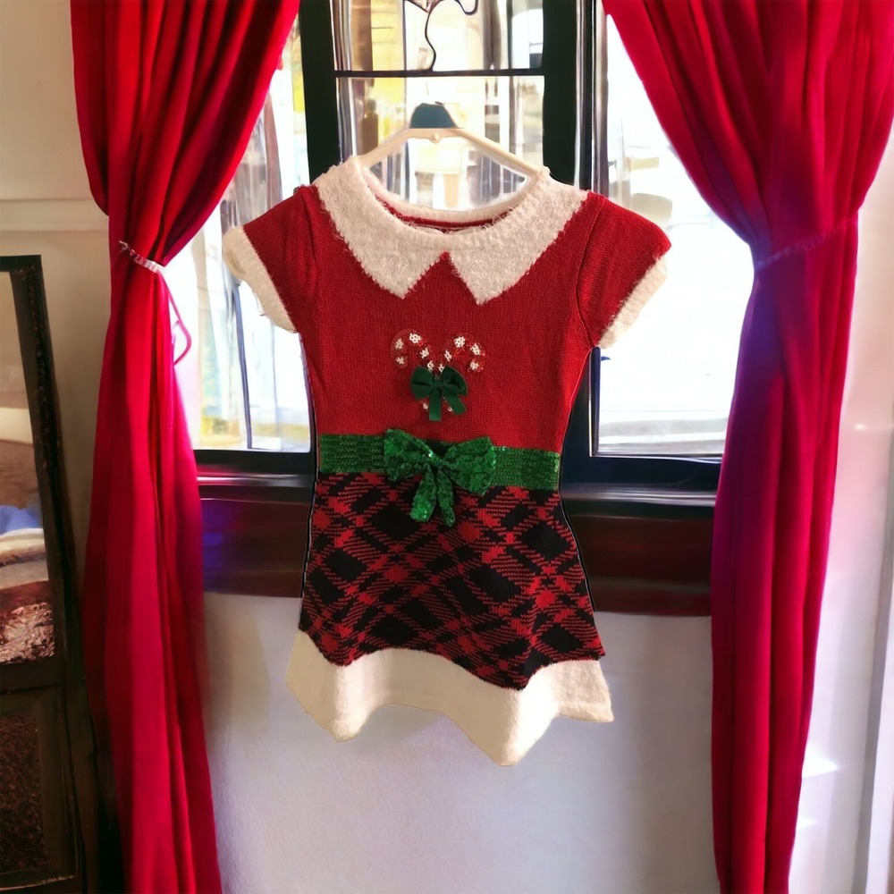 Celebrate Together girls Christmas Sweater Tunic Dress Size XXS (4-5) candy cane